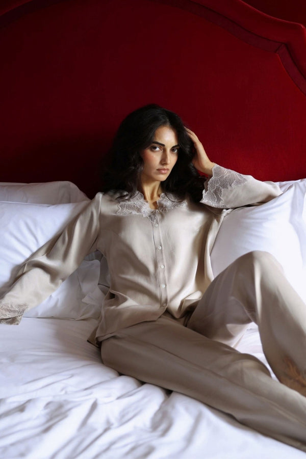 Queen Mary Cupro Pyjama Set Sand