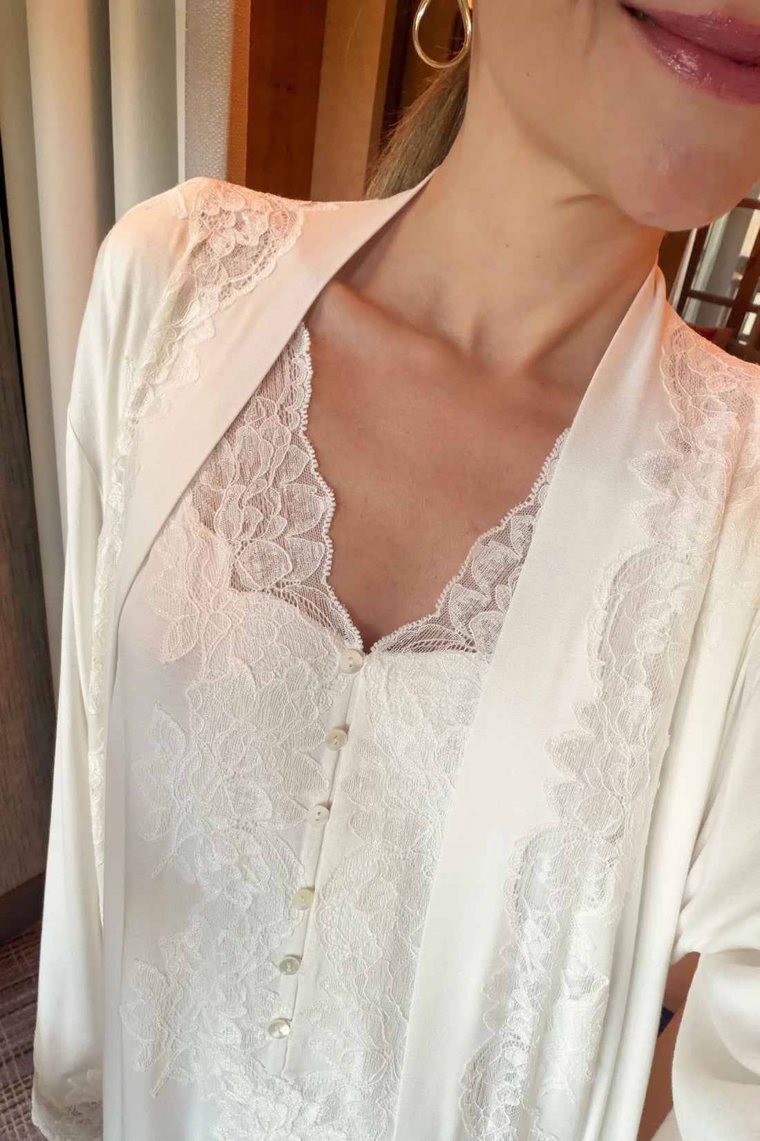 Solenne Cotton Robe Set  Off White