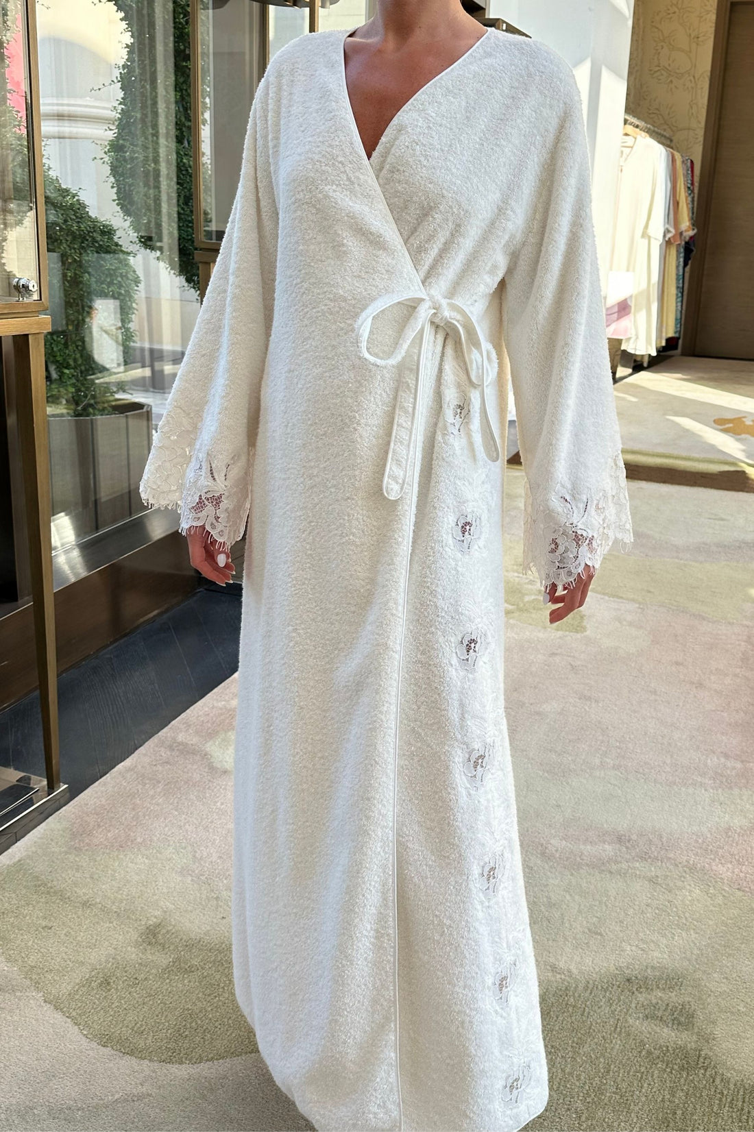 Berenice - Long Towel Belted Bathrobe - Off White