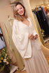 Luxury off white silky rayon robe set by Bocan Couture