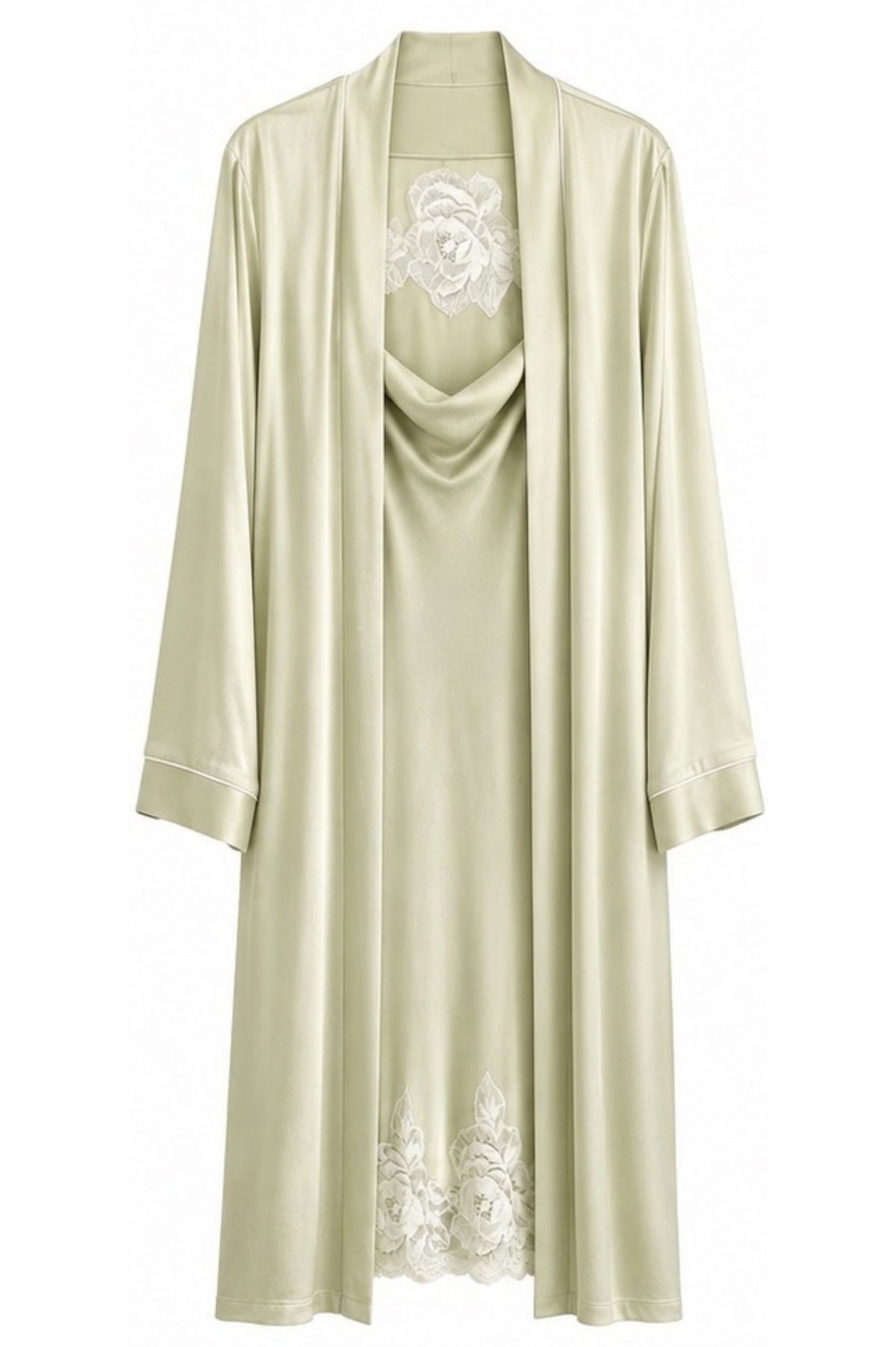 Caroline Silky Robe Set Sage Green