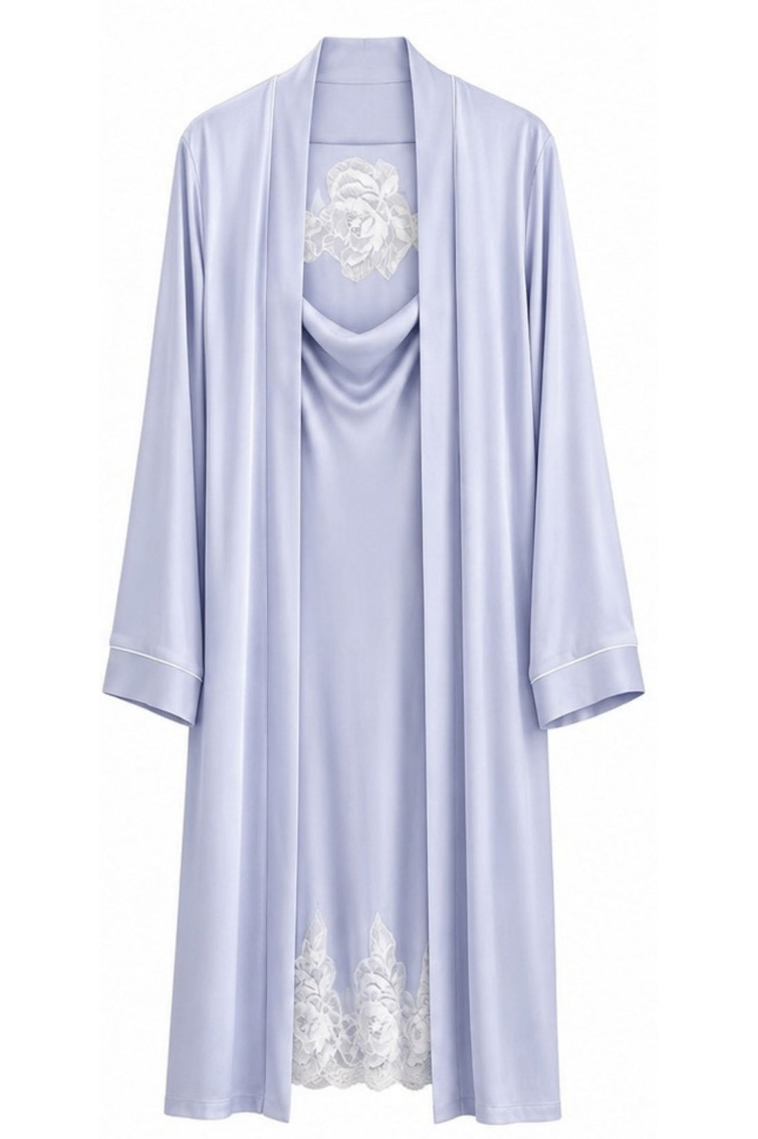 Caroline Silky Robe Set Ice Blue