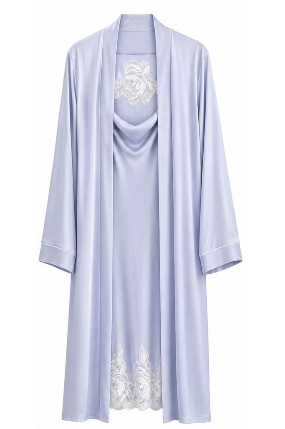 Caroline Silky Robe Set Ice Blue