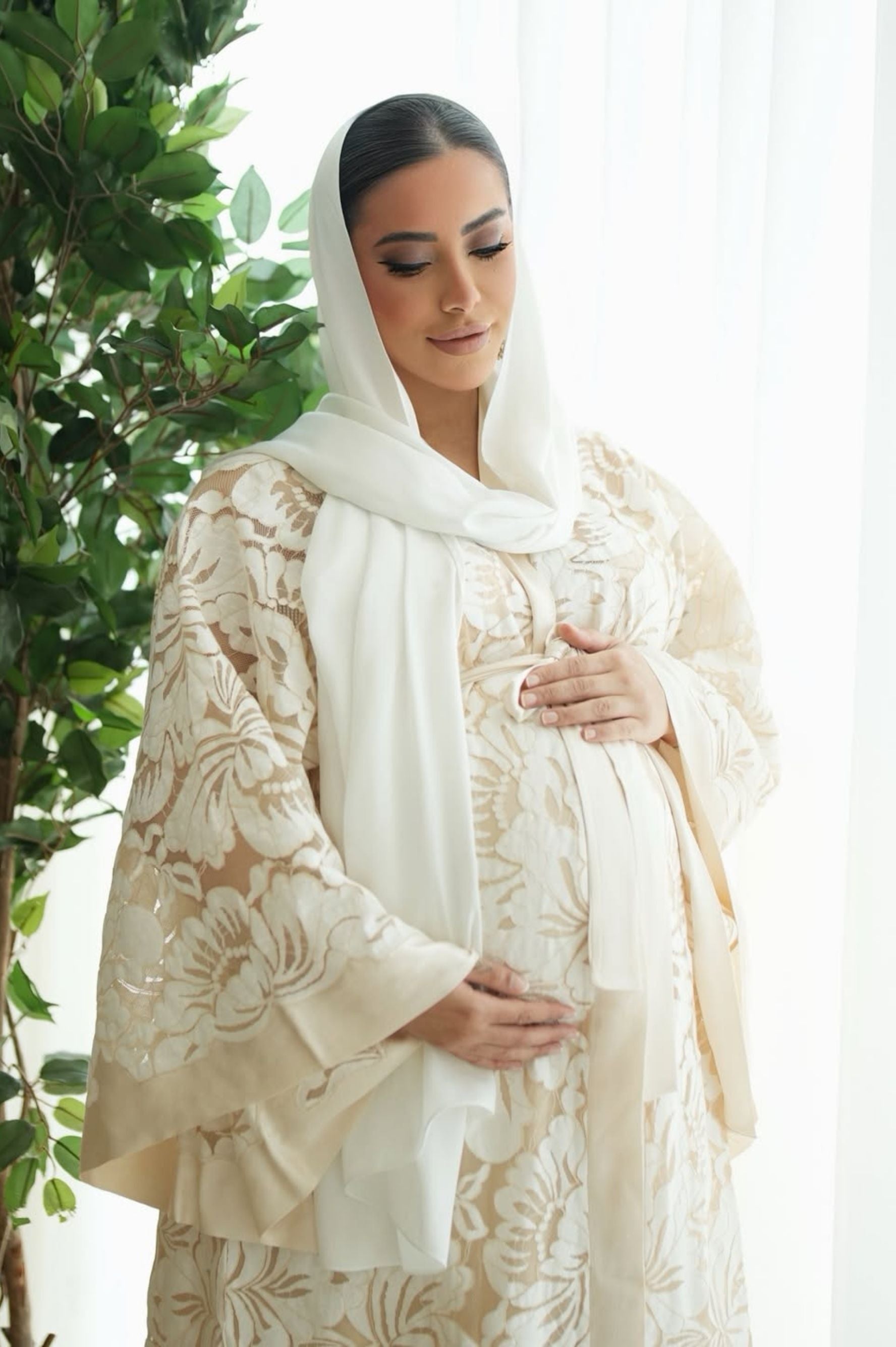 Elarose Silk Robe Set  Beige