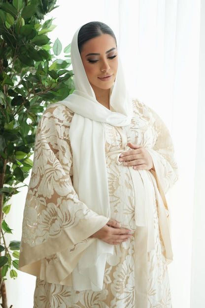 Elarose Silk Robe Set  Beige