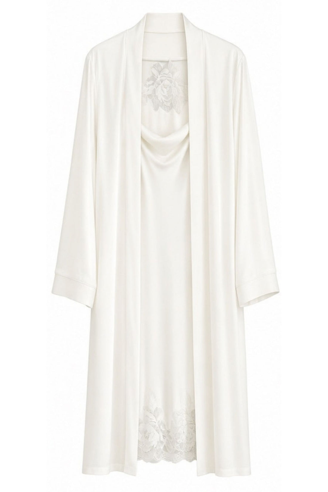 Caroline Silky Robe Set White