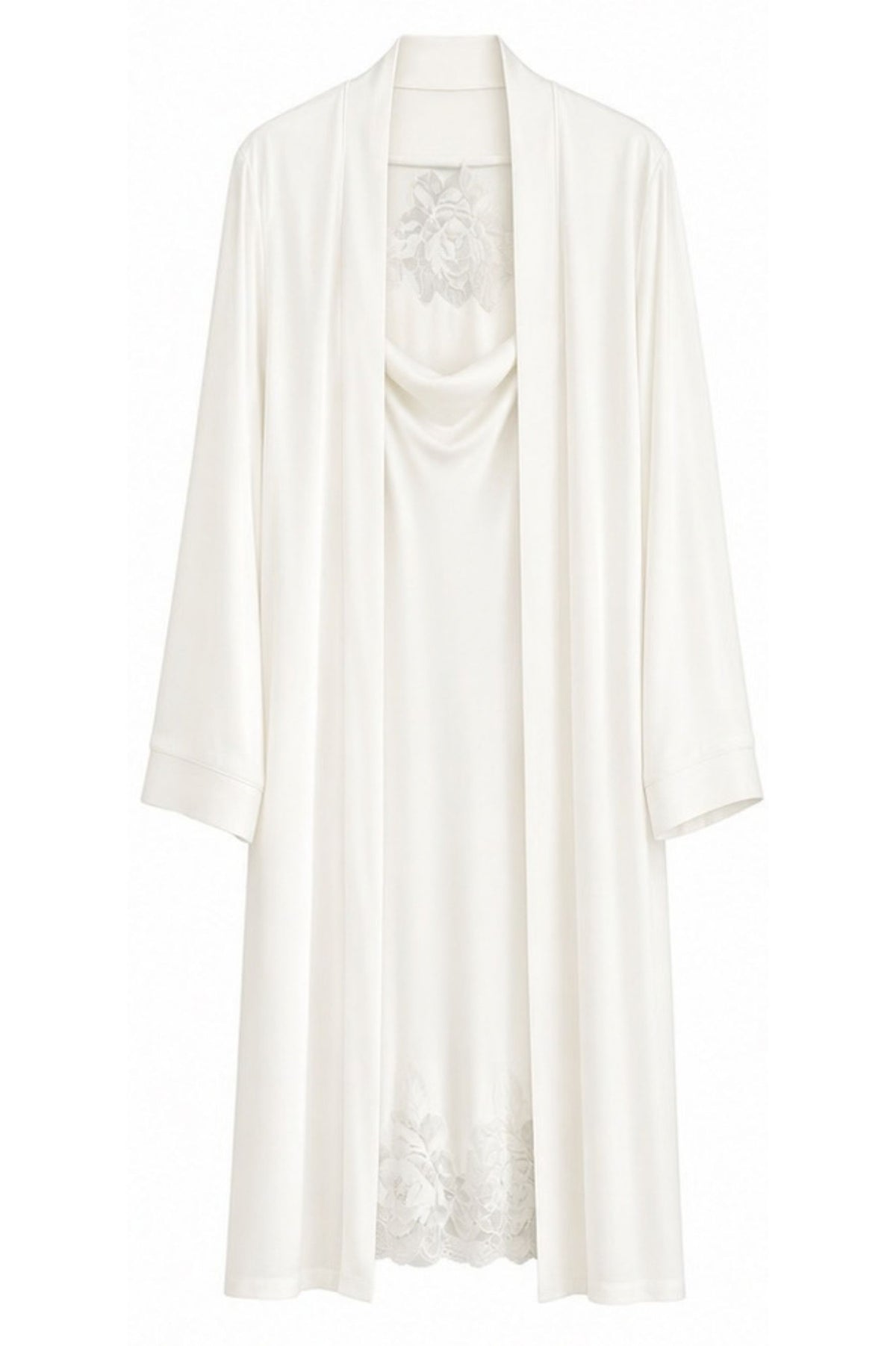Caroline Silky Robe Set White