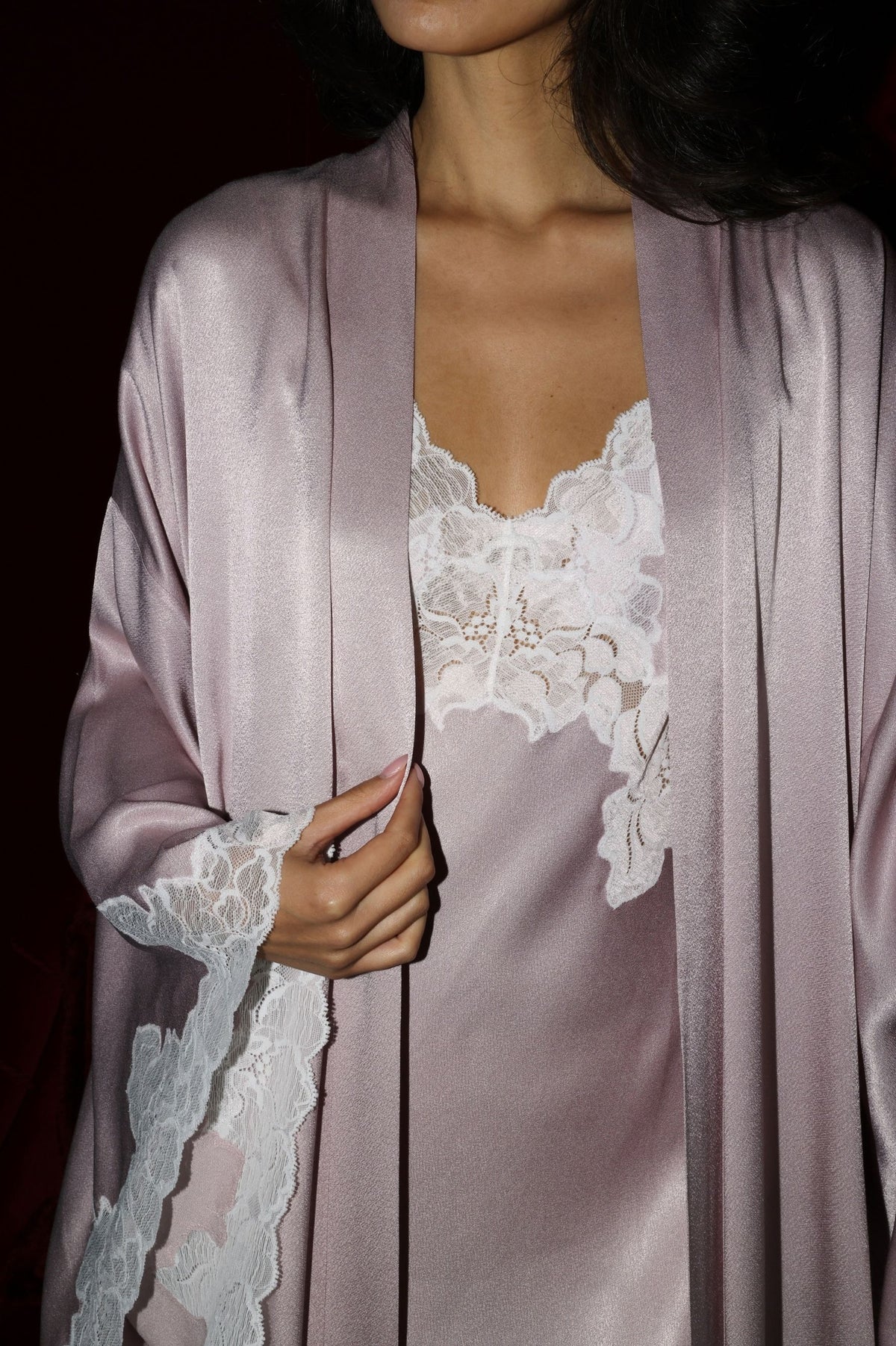 Heidi Silky Robe Set Powder