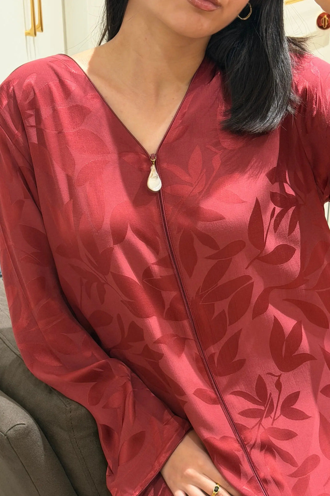 Sahara Silky Zippered Dress Burgundy