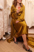 Olivia Silky Robe Set Olive Green Green Silk — Bocan Couture luxury nightwear