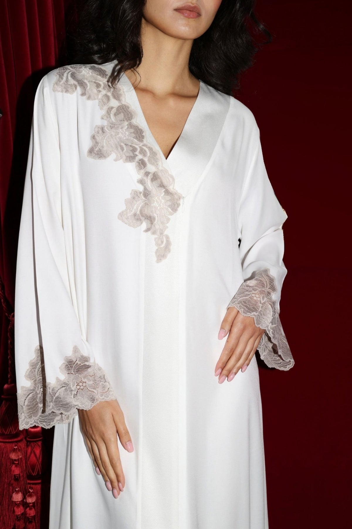 Astra Silky Zippered Dress Off White