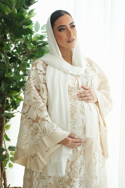 Elarose Silk Robe Set  Beige