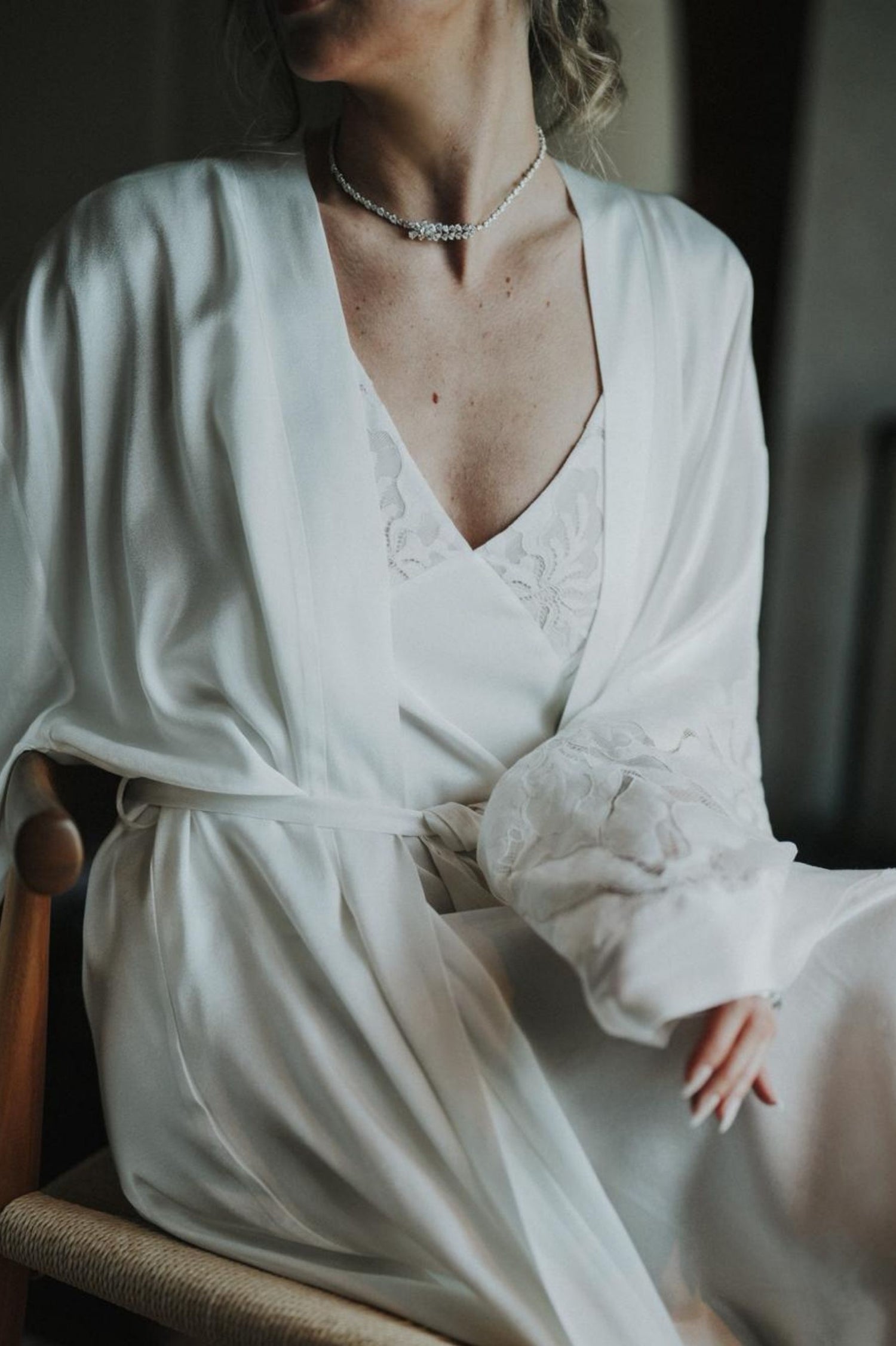 Argos Long Rayon Trimmed with Lace Robe Set - Off White