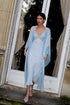 Martha Silky Chiffon Kimono Set Turquoise Silk — Bocan Couture luxury nightwear