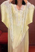 Adelaide silky rayon maternity dress in butter yellow with triangular sleeves
