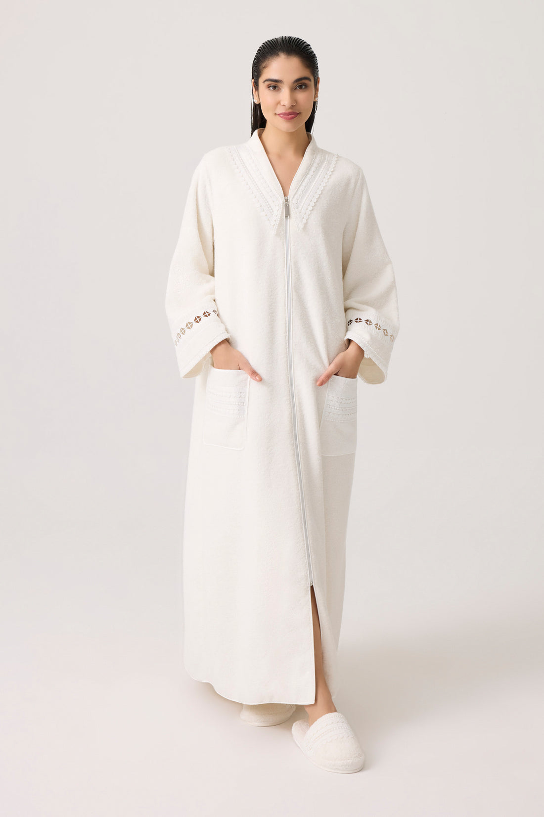 Selene Cotton Bathrobe Off White