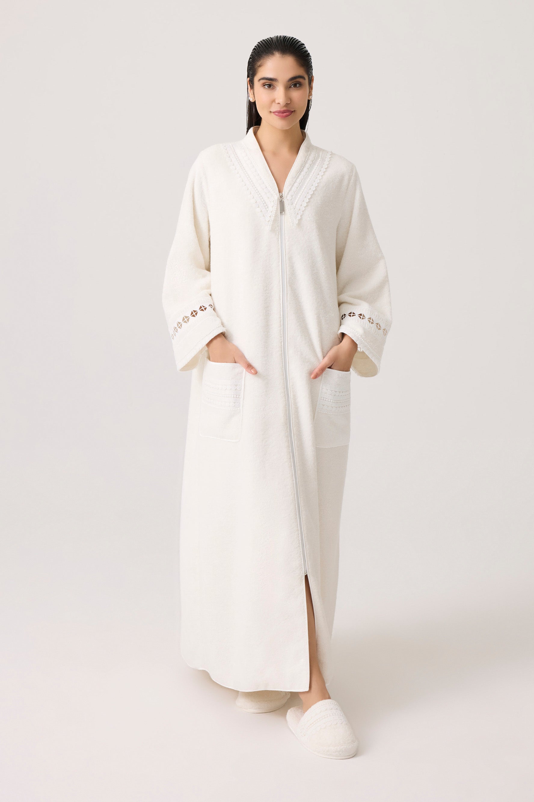 Selene Cotton Bathrobe Off White