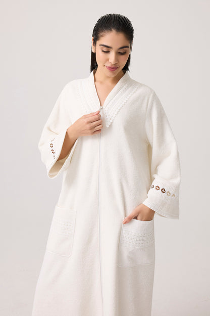 Selene Cotton Bathrobe Off White