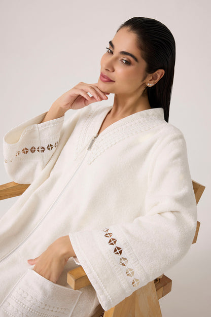 Selene Cotton Bathrobe Off White