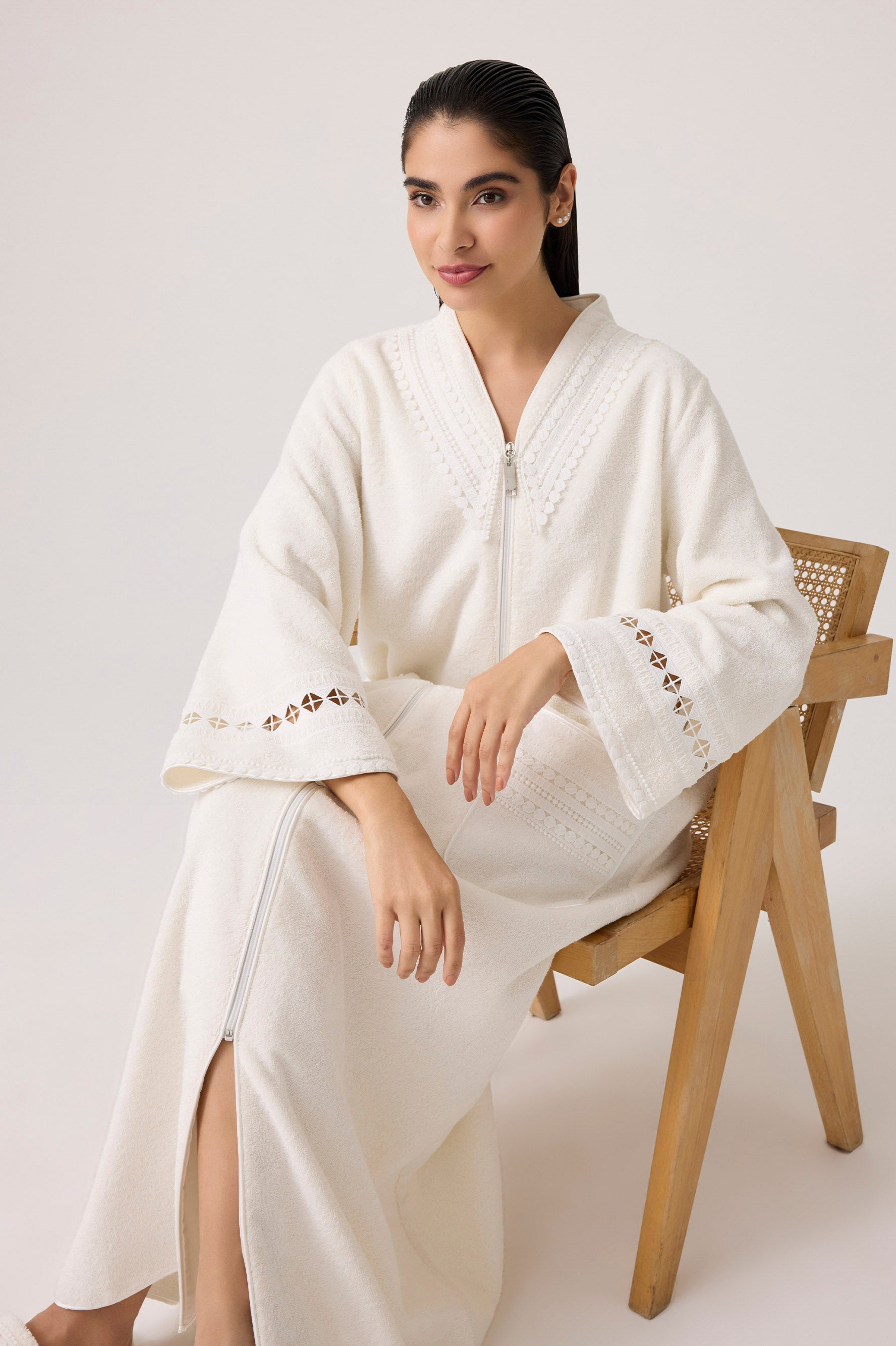 Selene Cotton Bathrobe Off White