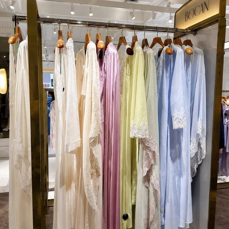 Bocan Couture robe sets featuring delicate details, sophisticated designs, and luxurious comfort for bridal, maternity, and homewear moments.
