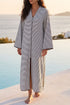 Luxury black and white stripes cotton towel bathrobe by Bocan Couture