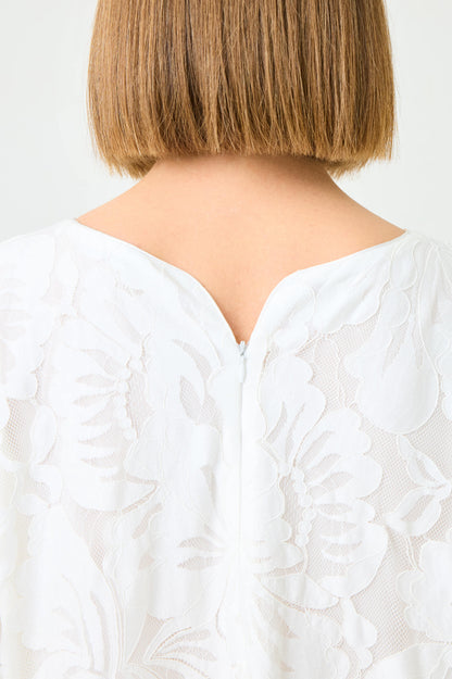 Estara Long Zippered Dress with Fully Trimmed Off White Lace
