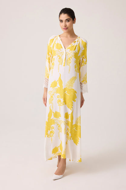 Ava Silky Crepe Dress Saffron