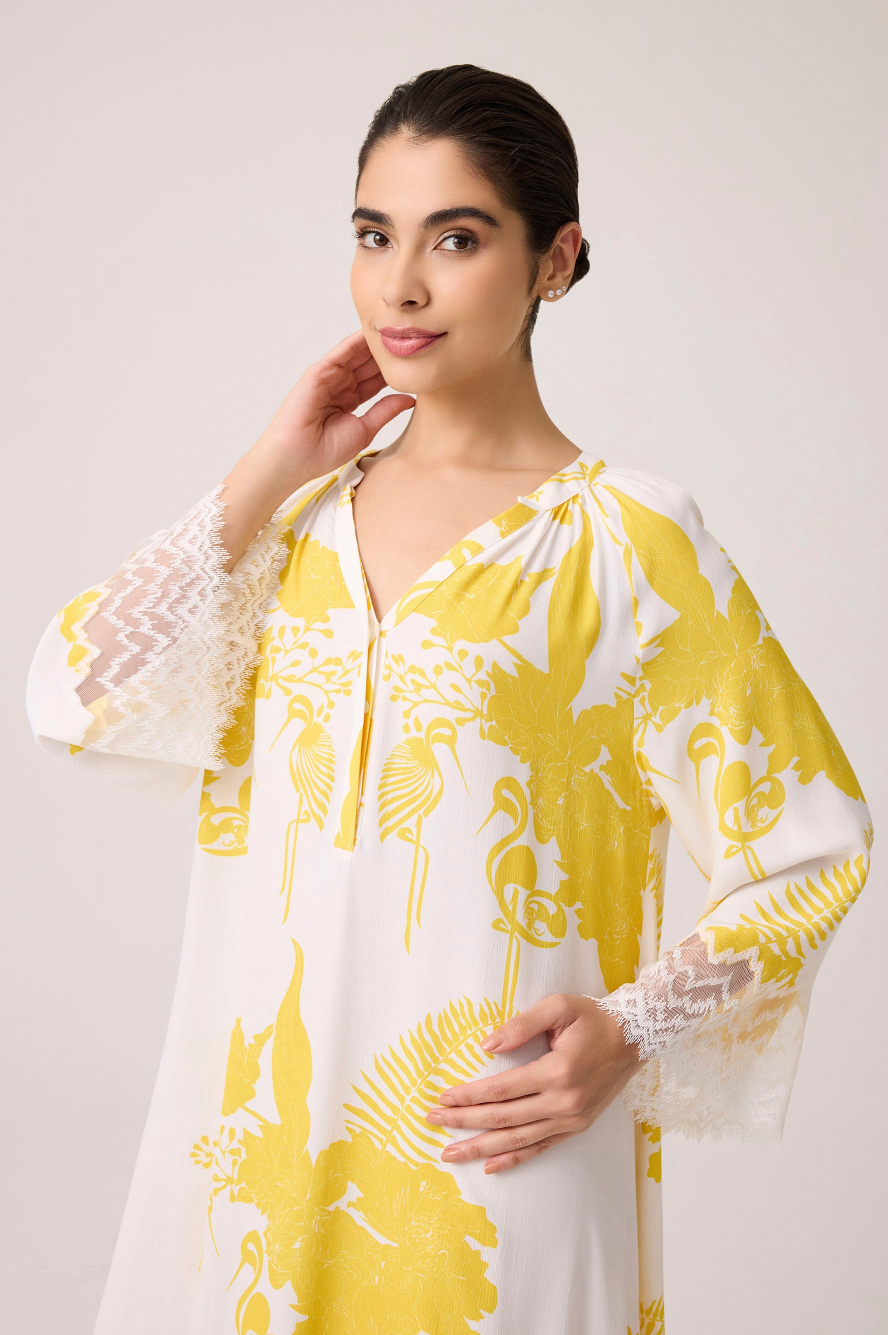 Ava Silky Crepe Dress Saffron