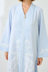 Liora Linen Zippered  Dress  Baby Blue Red Linen — Bocan Couture luxury nightwear