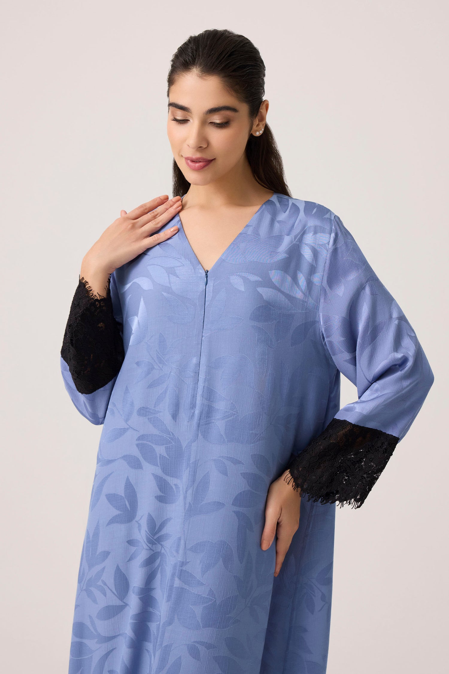 blue rayon dress Floral-Patterned Embroidered Blue 100% Rayon A-Lined Dress