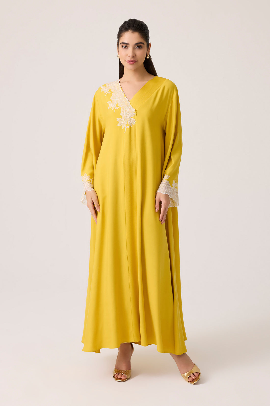 Astra Silky Rayon Dress Saffron