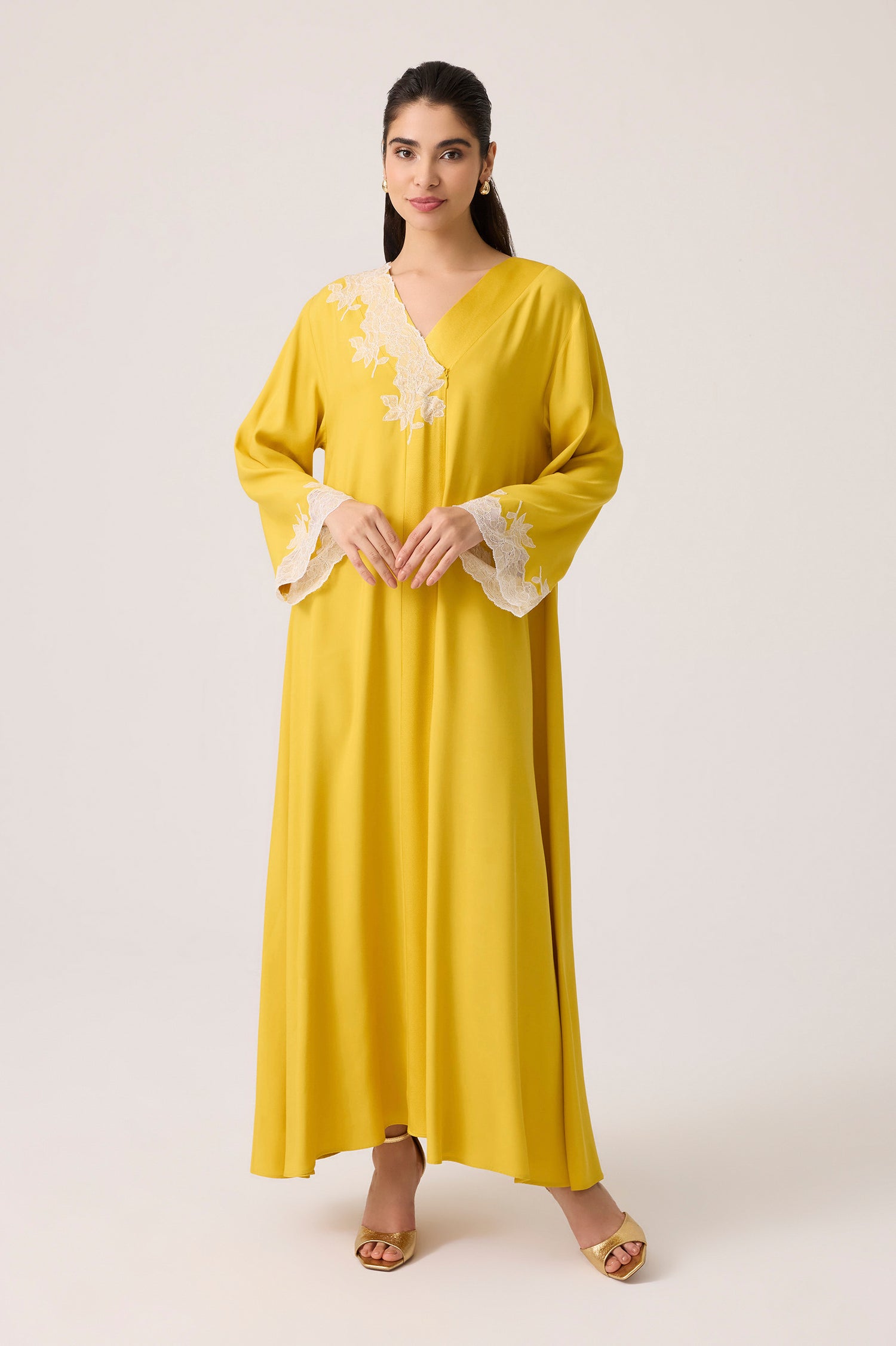 Astra Silky Rayon Dress Saffron