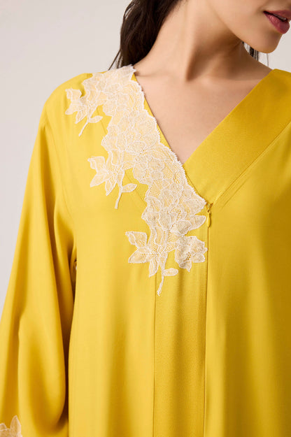 Astra Silky Rayon Dress Saffron