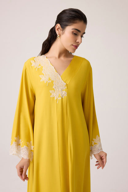 Astra Silky Rayon Dress Saffron