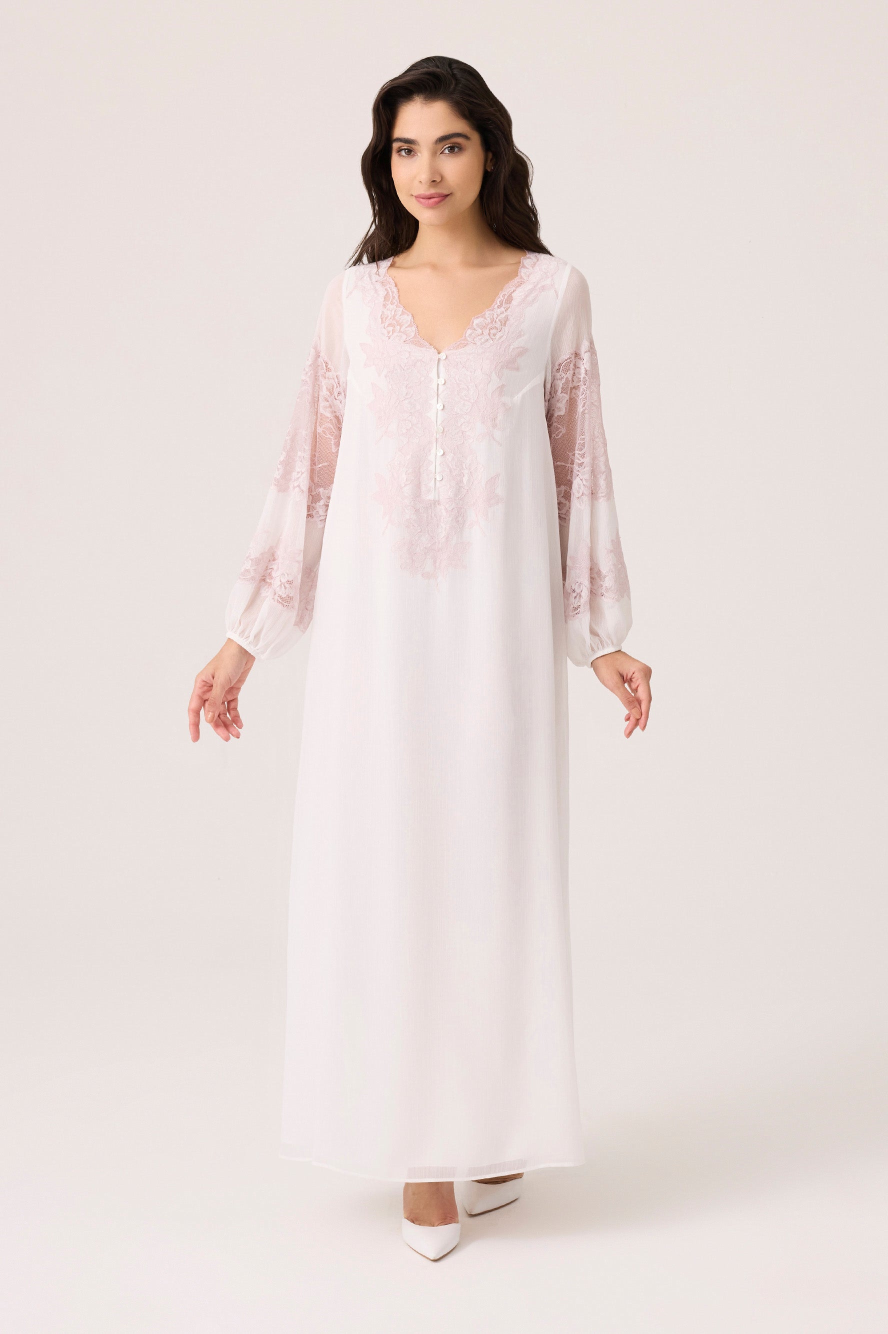 Flint Silky Chiffon Dress Off White