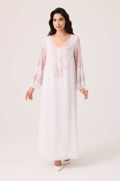Flint Silky Chiffon Dress Off White