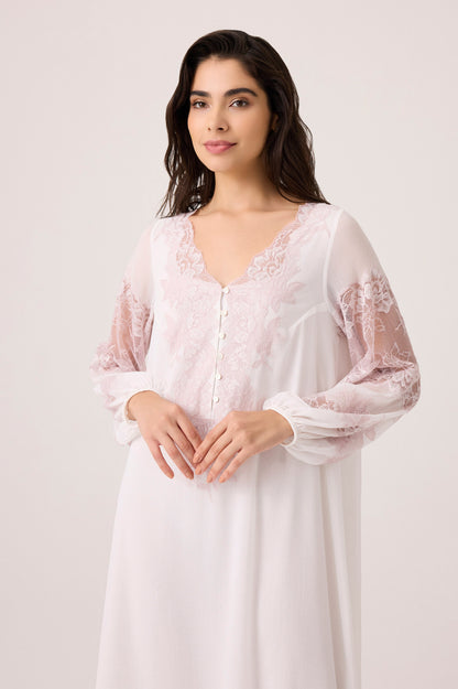 Flint Silky Chiffon Dress Off White