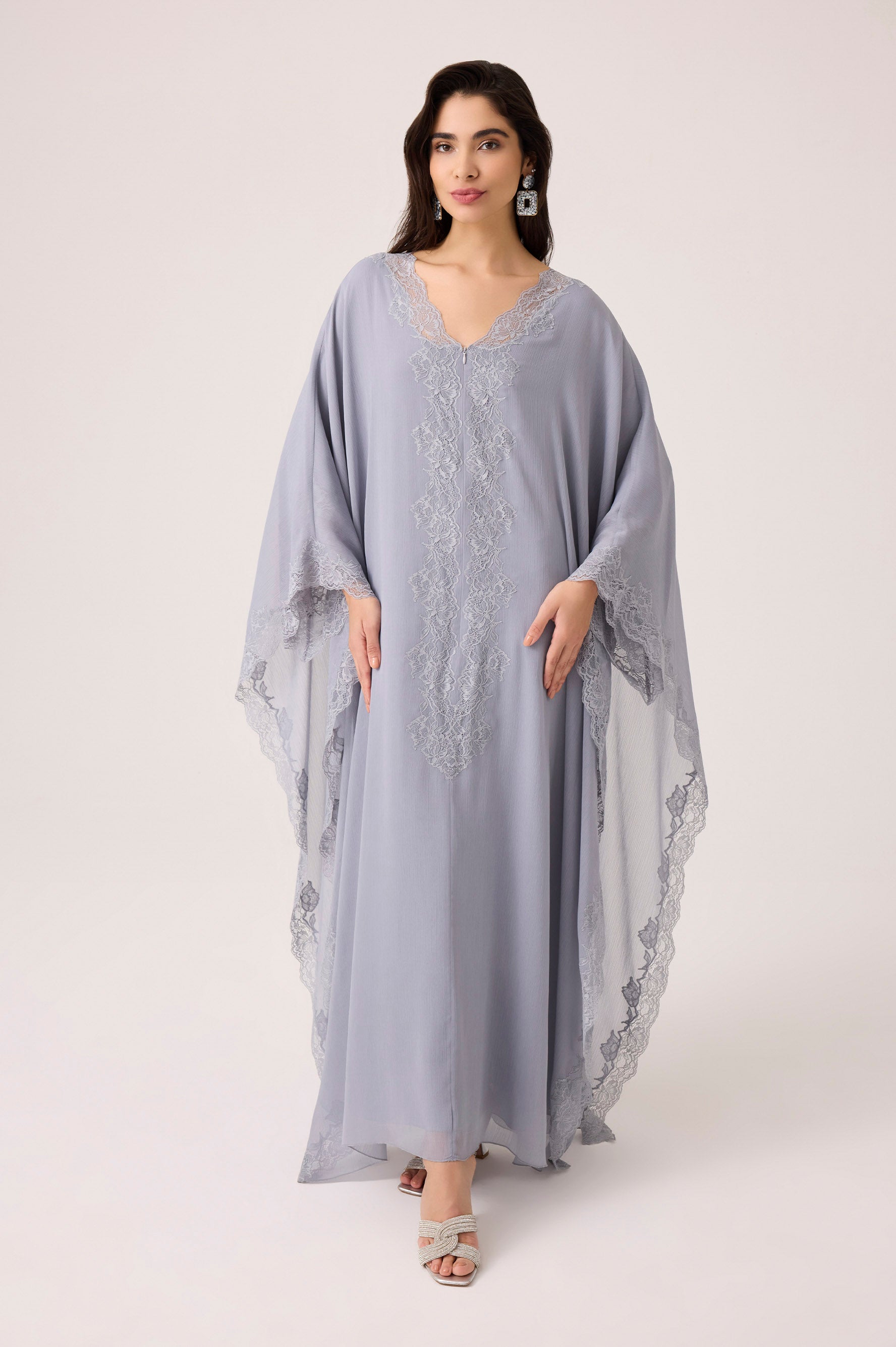 Amara Silky Chiffon Dress Grey