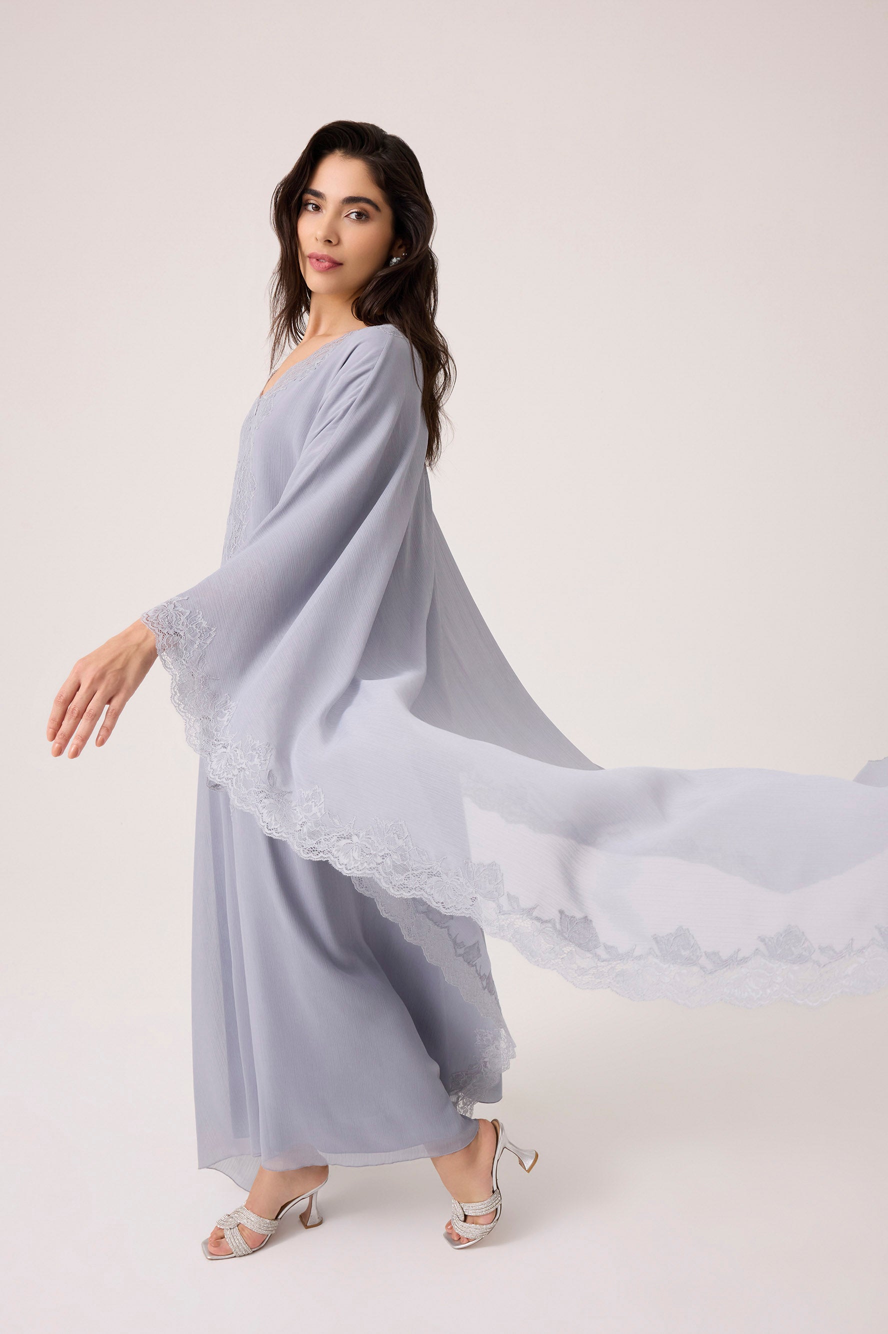 Amara Silky Chiffon Dress Grey