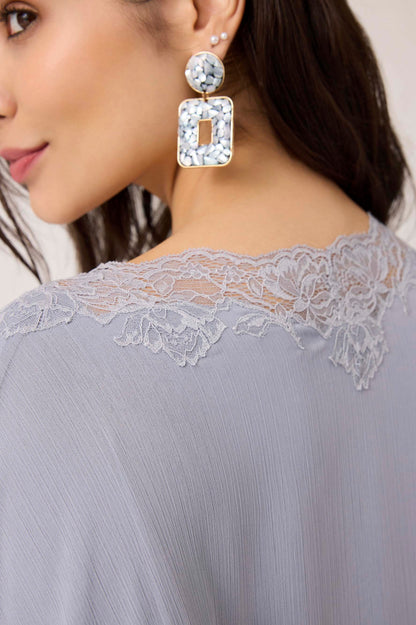 Amara Silky Chiffon Dress Grey