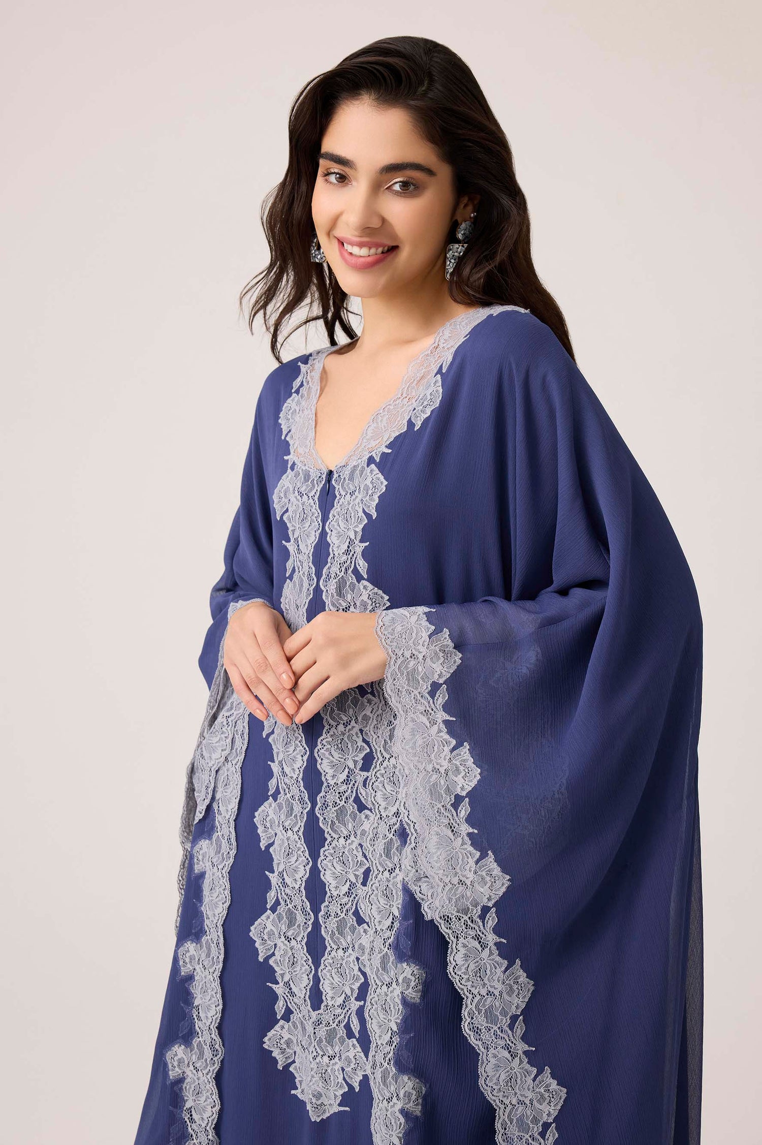 Amara Silky Chiffon Dress Navy Blue
