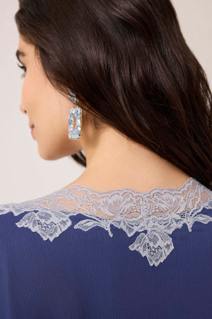 Amara Silky Chiffon Dress Navy Blue