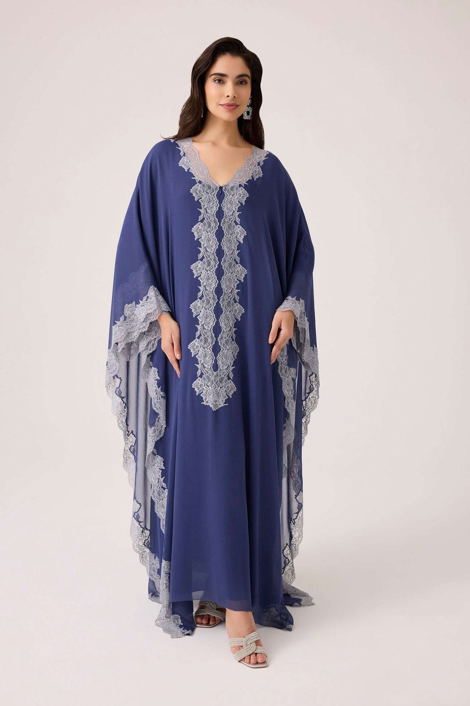 Amara Silky Chiffon Dress Navy Blue