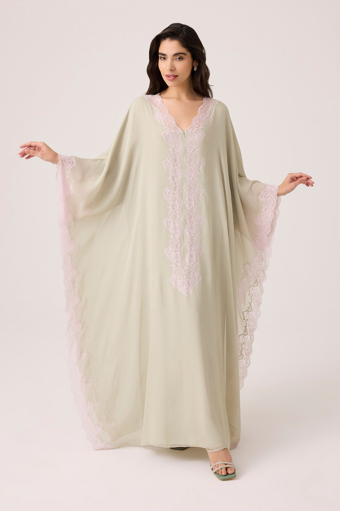 Amara Silky Chiffon Dress Sage Green