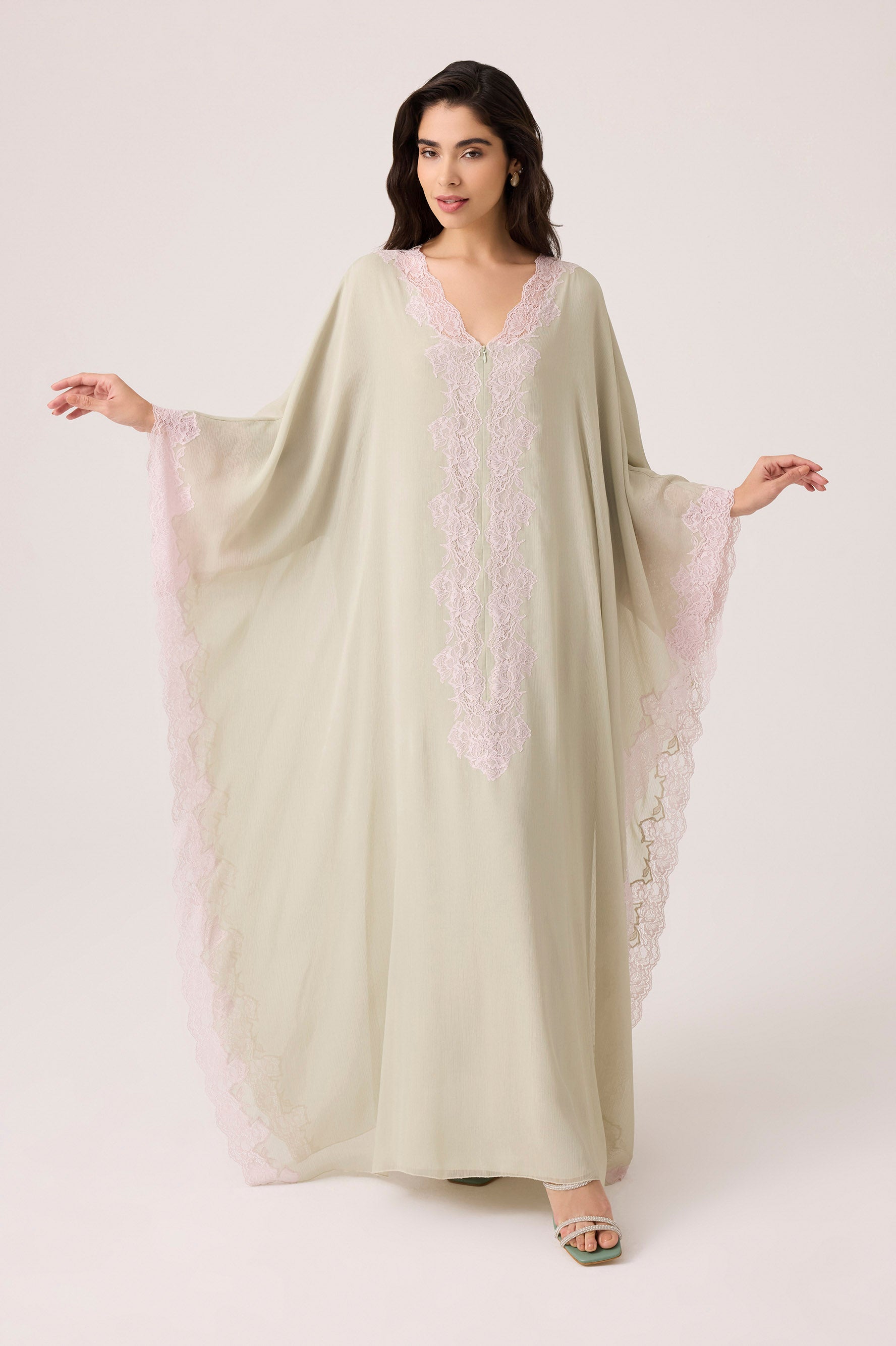 Amara Silky Chiffon Dress Sage Green