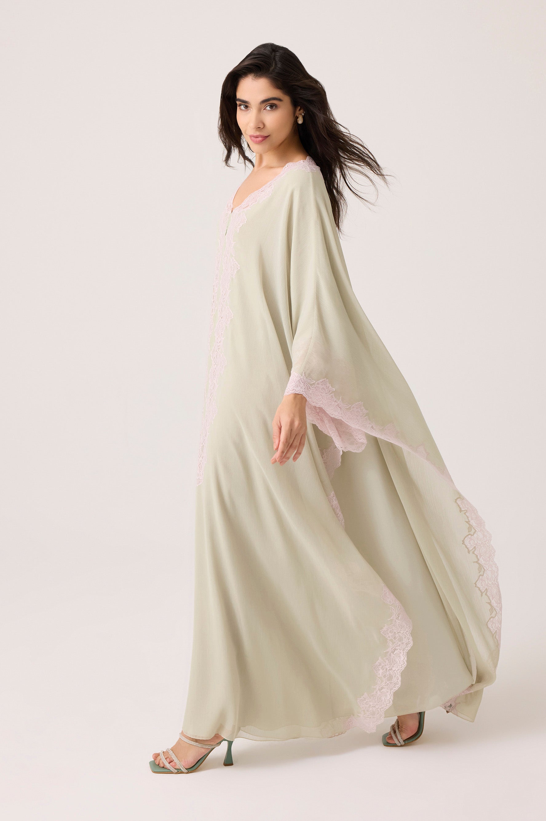 Amara Silky Chiffon Dress Sage Green