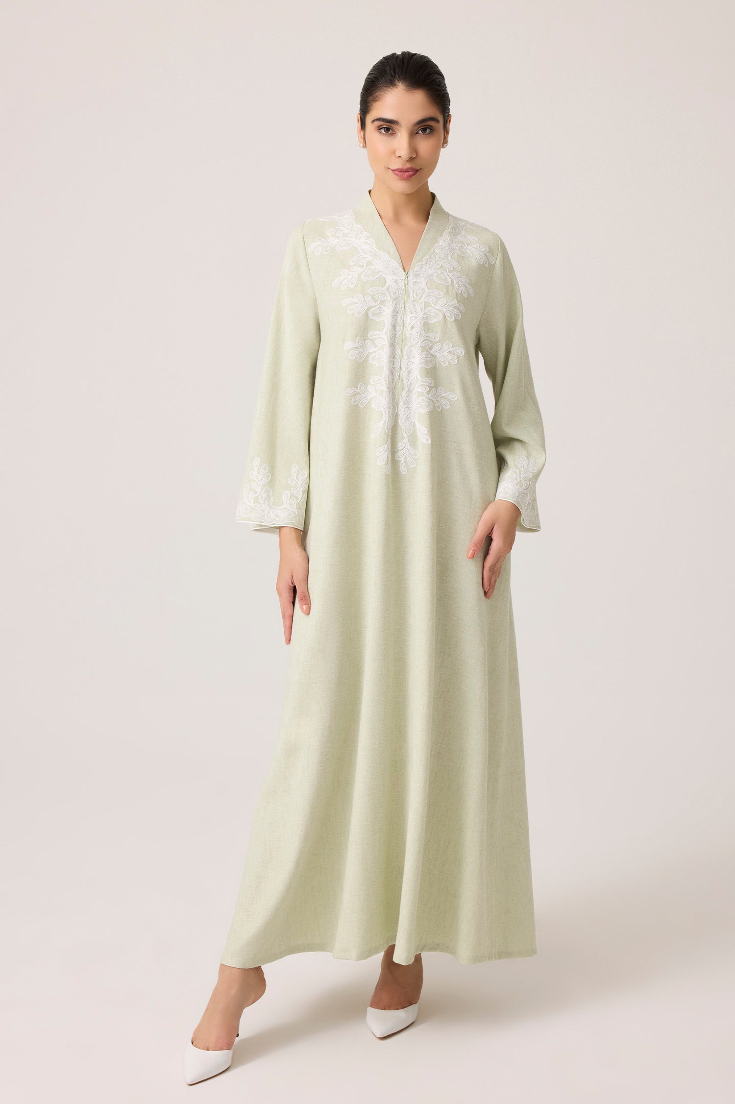 Jade Linen Dress Sage Green
