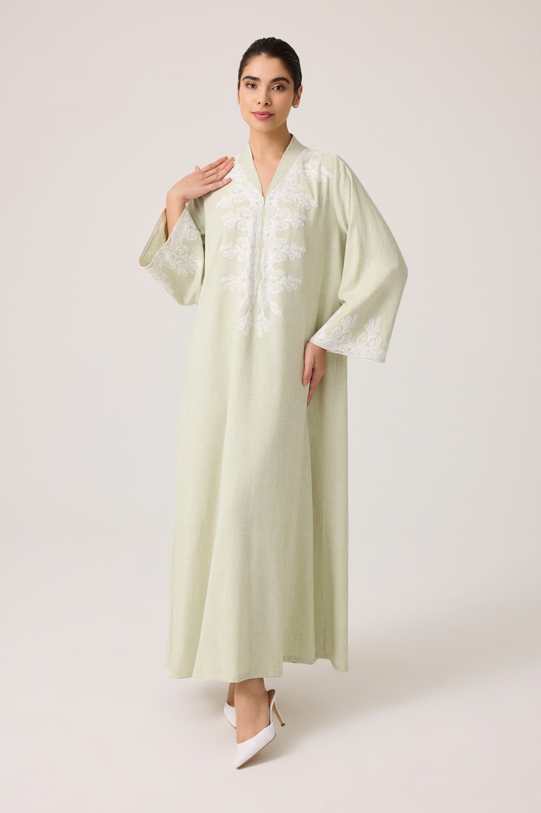 Jade Linen Dress Sage Green