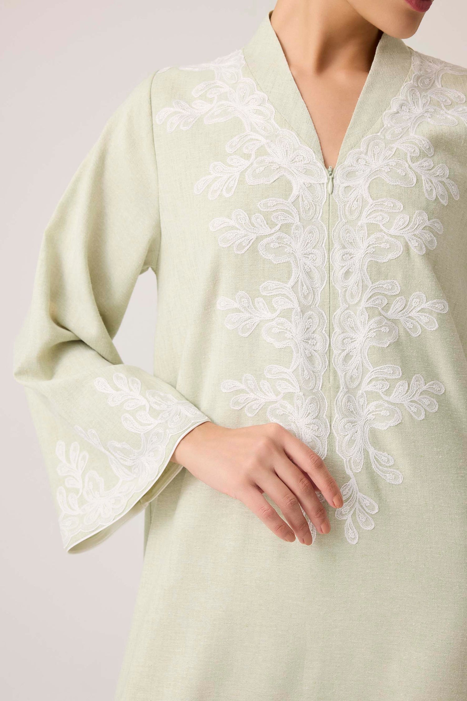 Jade Linen Dress Sage Green, M-L Jade Linen Dress Sage Green, M-L